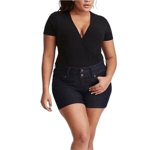 Torrid Black Surplice Knit Short Sleeve Bodysuit